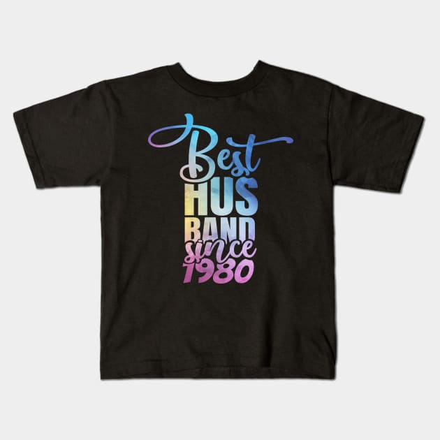 'Best Husband Since 1980' Sweet Wedding Anniversary Gift Kids T-Shirt by ourwackyhome